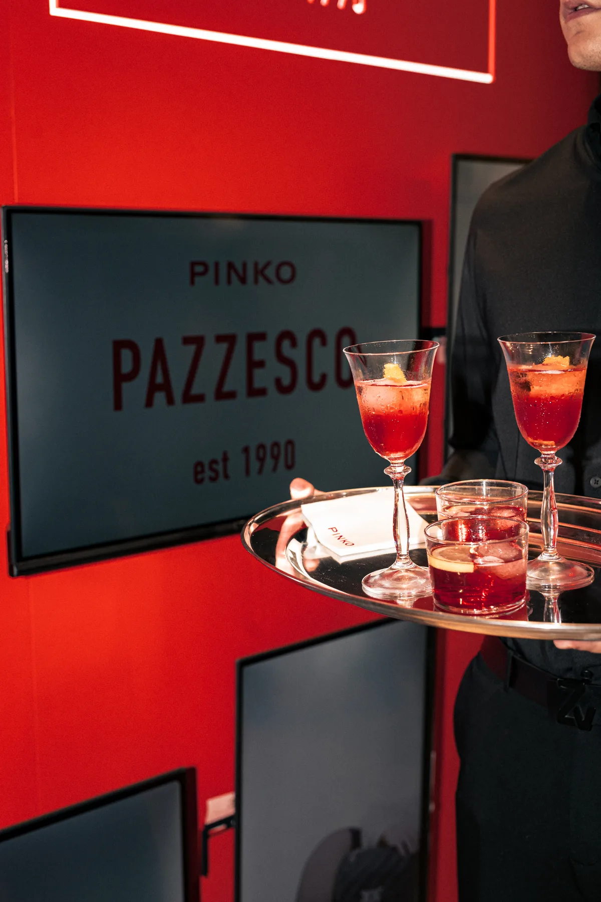 Branded drinks photographed for a fashion brand activation